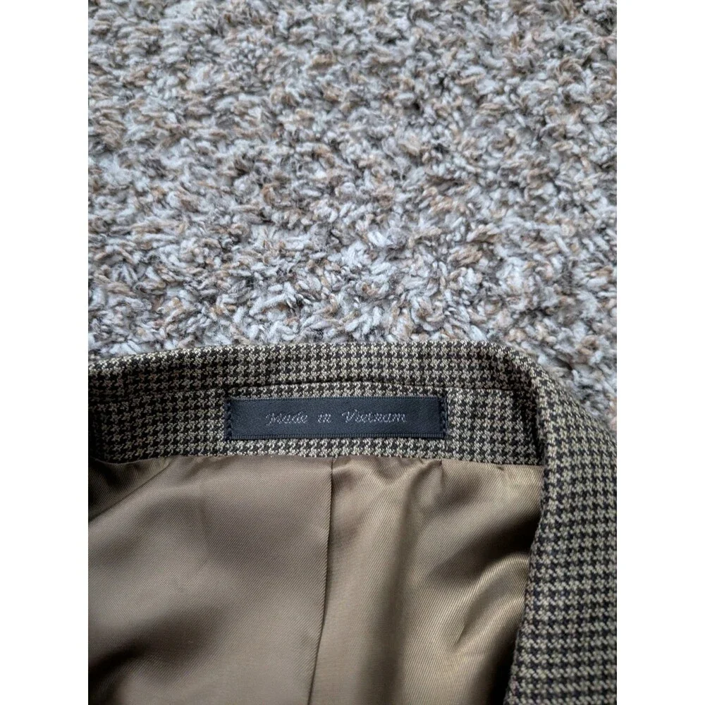 Chaps Blazer Mens 46R Brown Herringbone Sport Coat Suit Jacket